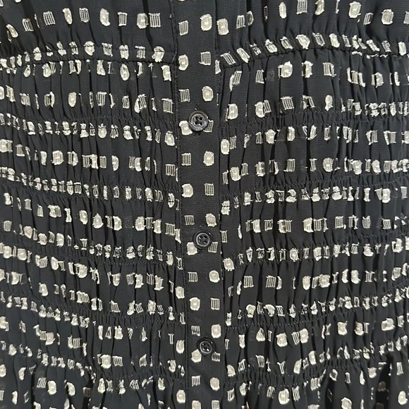 Anthro Current Air Short Sleeve Button Down Semi-Sheer Polka Dot MIDI Dress Sz L - Picture 12 of 14